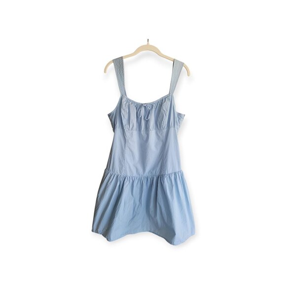 Aritzia Blue Dropwaist Cotton Poplin Dress Size L - Picture 3 of 11